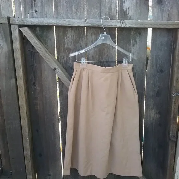 Vintage Wool Blend Tan/Camel Skirt Suit Light Academia Office